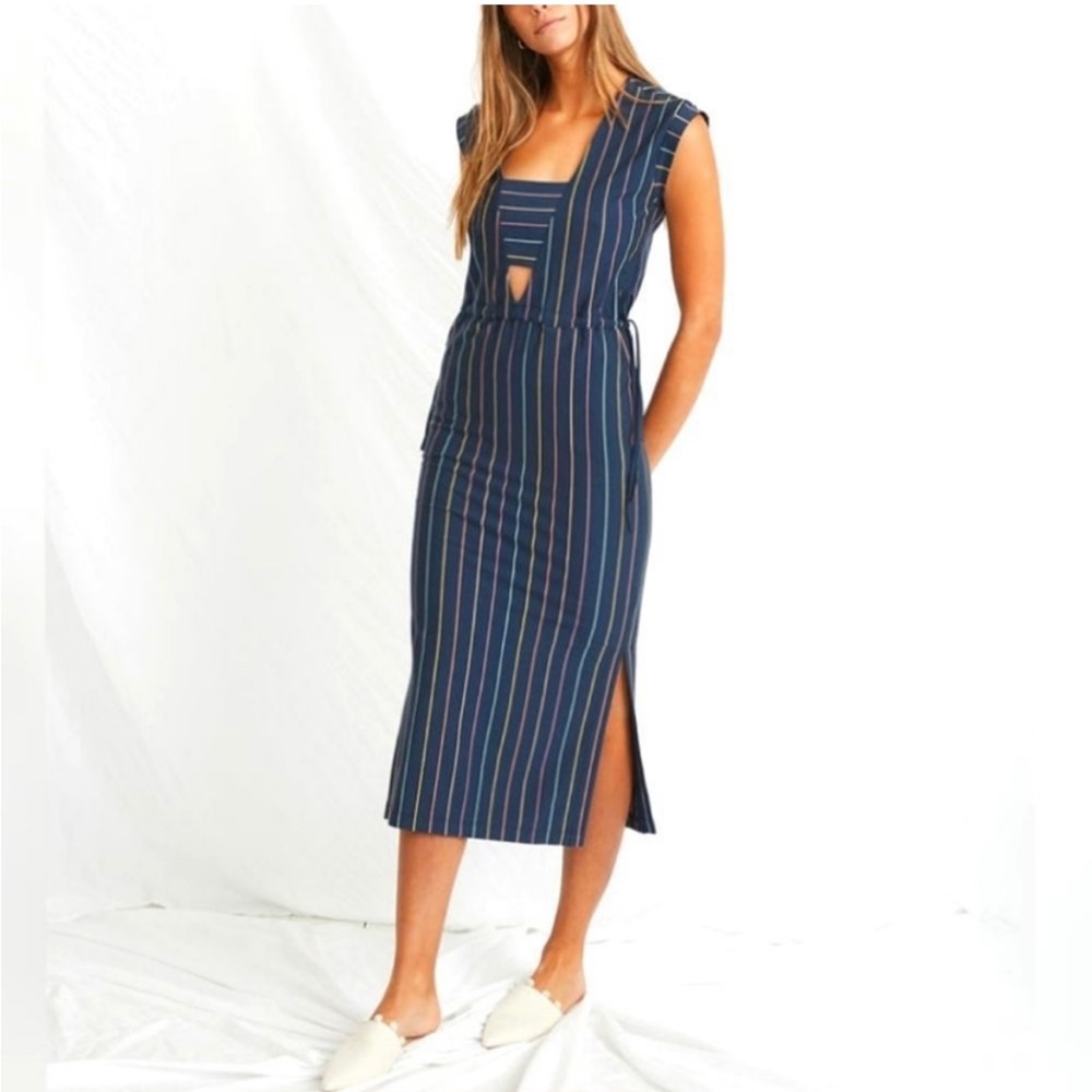 Marine Layer Roxanne Color Striped Midi Dress XS